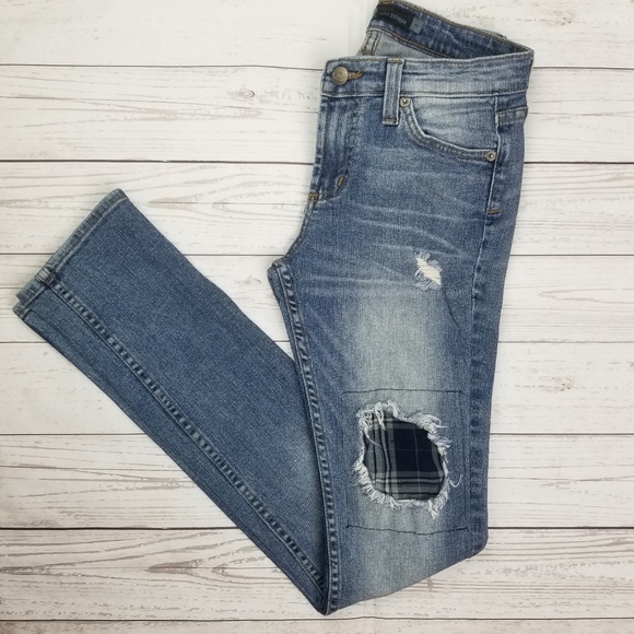 Jet By John Eshaya Plaid Distressed Jeans - Picture 2 of 8